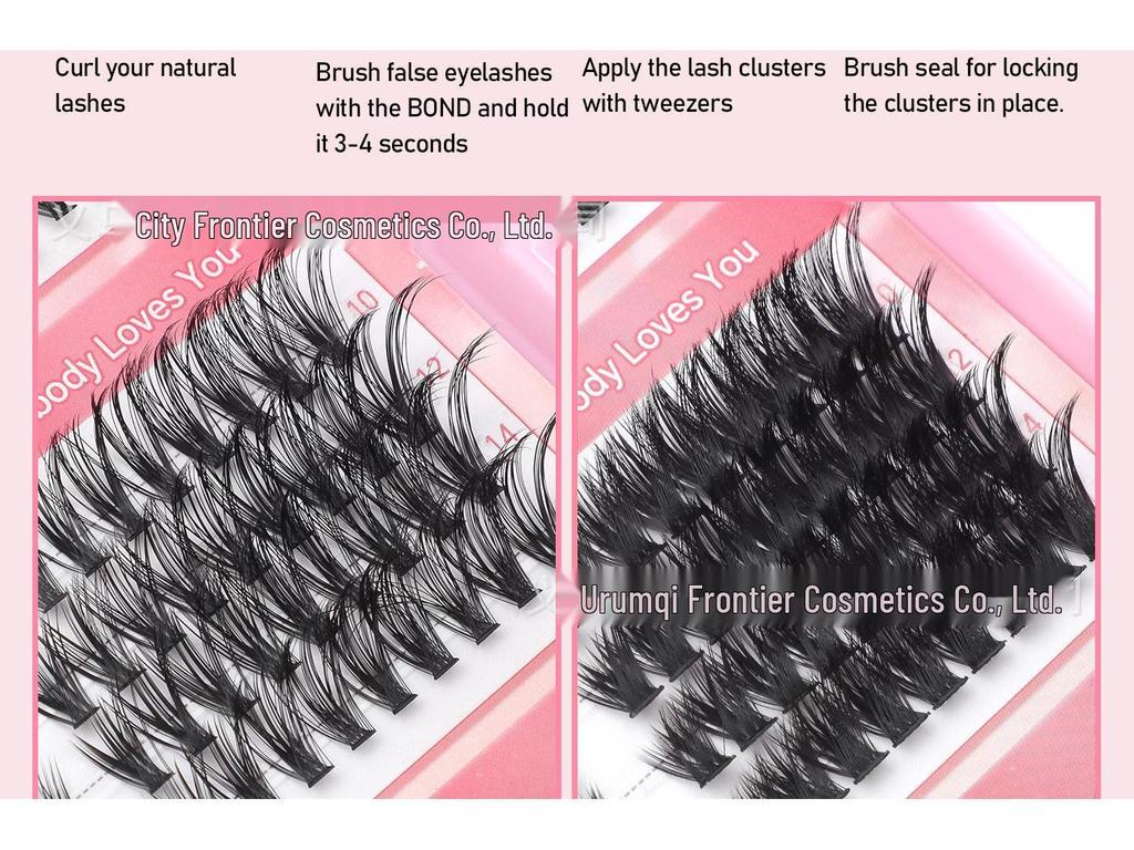 DIY Segmented D Curl Self-Adhesive Natural Thick False Eyelashes Set