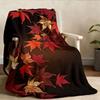 Red Gold Contrast Maple Leaf Flannel Blanket Multi Sizes Soft Casual Sofa Cover Light Nap Blanket For Office Break Daily Ind