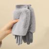1Pair Finger Splitting Cold Protection Plush Warm Cotton Blend Winter Touchscreen-enabled Gloves Windproof