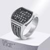 Vnox 16.7mm Biker Signet Ring for Men, Stanless Steel Geometric Top Ring, Black CZ Stones Stamp Finger Band, Gift To Him Husband