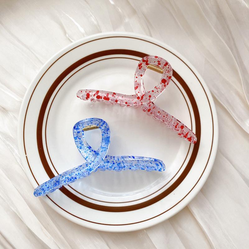 Oversized Korean Candy Color Hair Claw Clip With Polka Dots For Elegant Styling