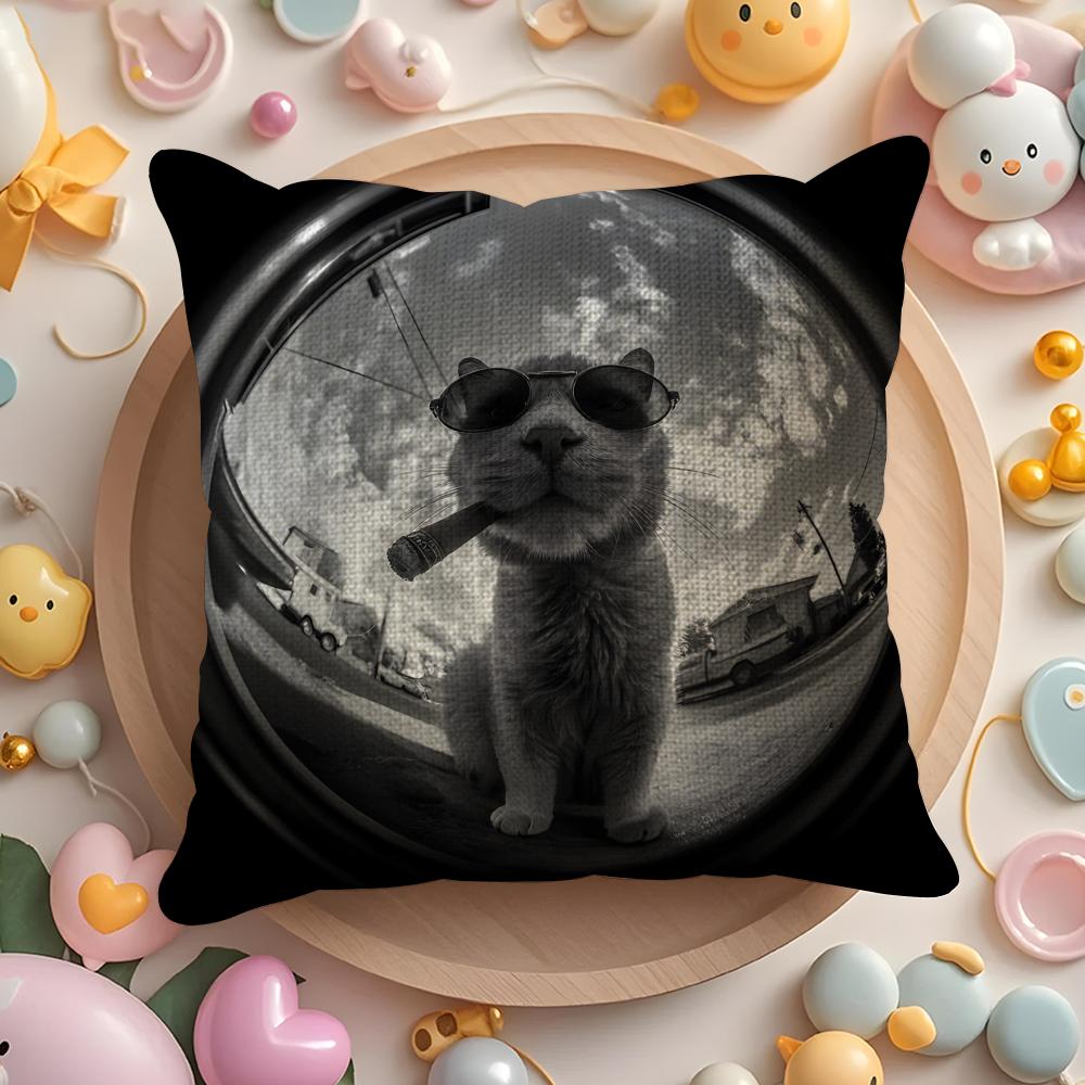 Popular Internet Cute Banana Cat Pillow Case Pattern Printed Pillowcase for Living Room Sofa Cushion Cover & Bedroom Decor