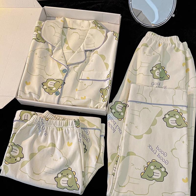 

Милый летний комплект из трех предметов с изображением динозавра: Короткие рукава, шорты и длинные брюки для домашней одежды M (80-100 kg)