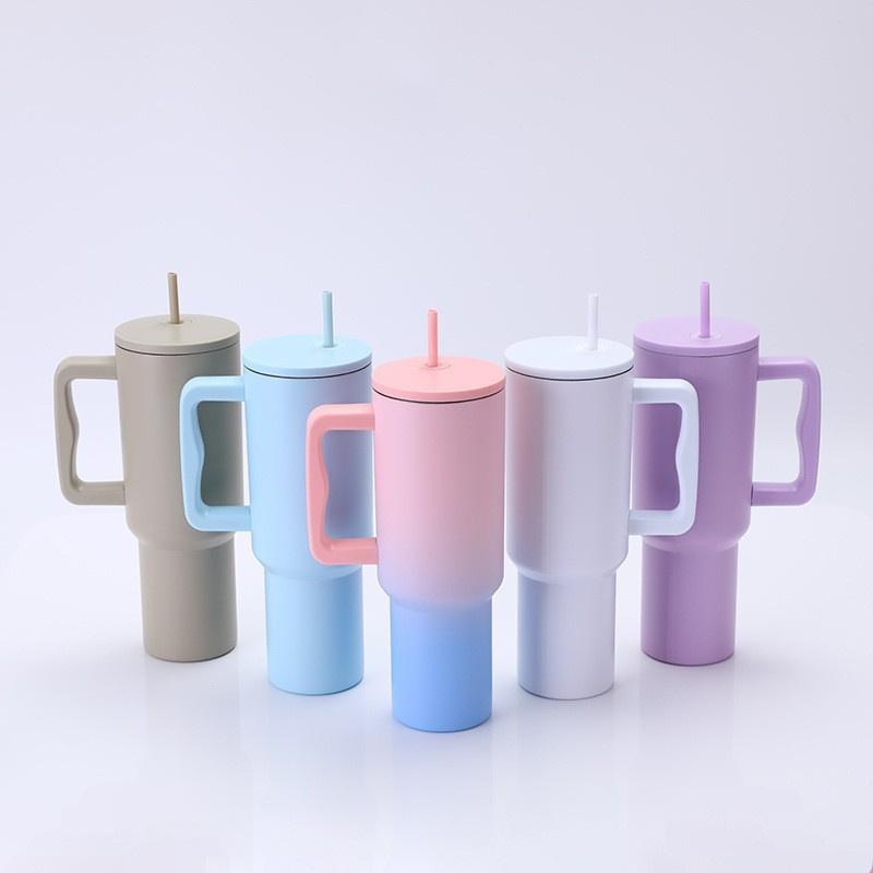 30/40oz Vakuum-Thermosflasche Becher mit Henkel Deckel Strohhalm Edelstahlbecher Auslaufsicher Hält Kalt Heiß Reise Auto Kaffeebecher