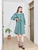 L By L Green Square Neck Shirred Dress
