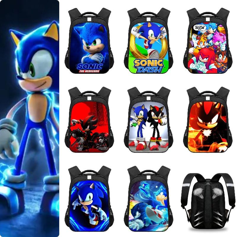 New Sonic Children's Backpack For Boys And Girls Cartoon Trendy School Bag Medium Size 20-35l Capacity