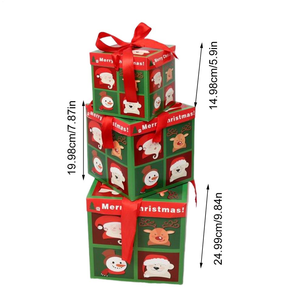 3pcs Christmas Nesting Empty Boxes Christmas Stackable Gift Box For New Year Birthday Party Gift Decoration Supplies Others