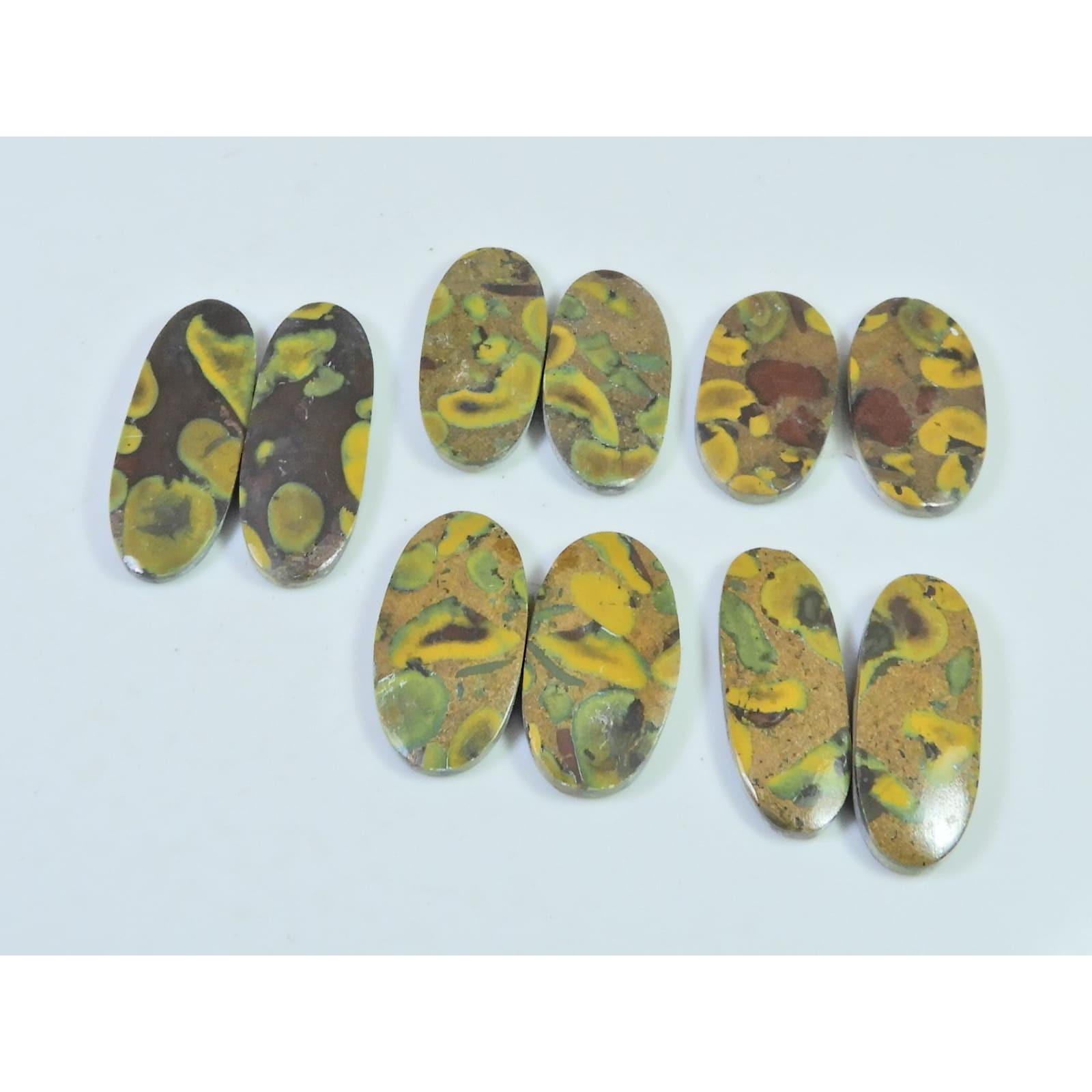 

112Cts. Natural Fruit Jasper Matched Pair Oval Loose Gemstone 05Pair Lot C-2184