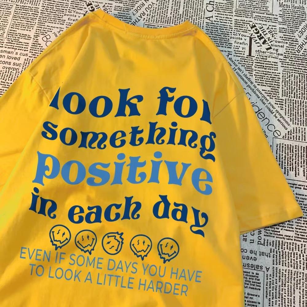 

Look For Something Positive In Each Day Mens T-Shirts Fashion Crewneck T Shirts Cotton Quality Clothes Summer Breathable Tops XXXXXL жёлтый