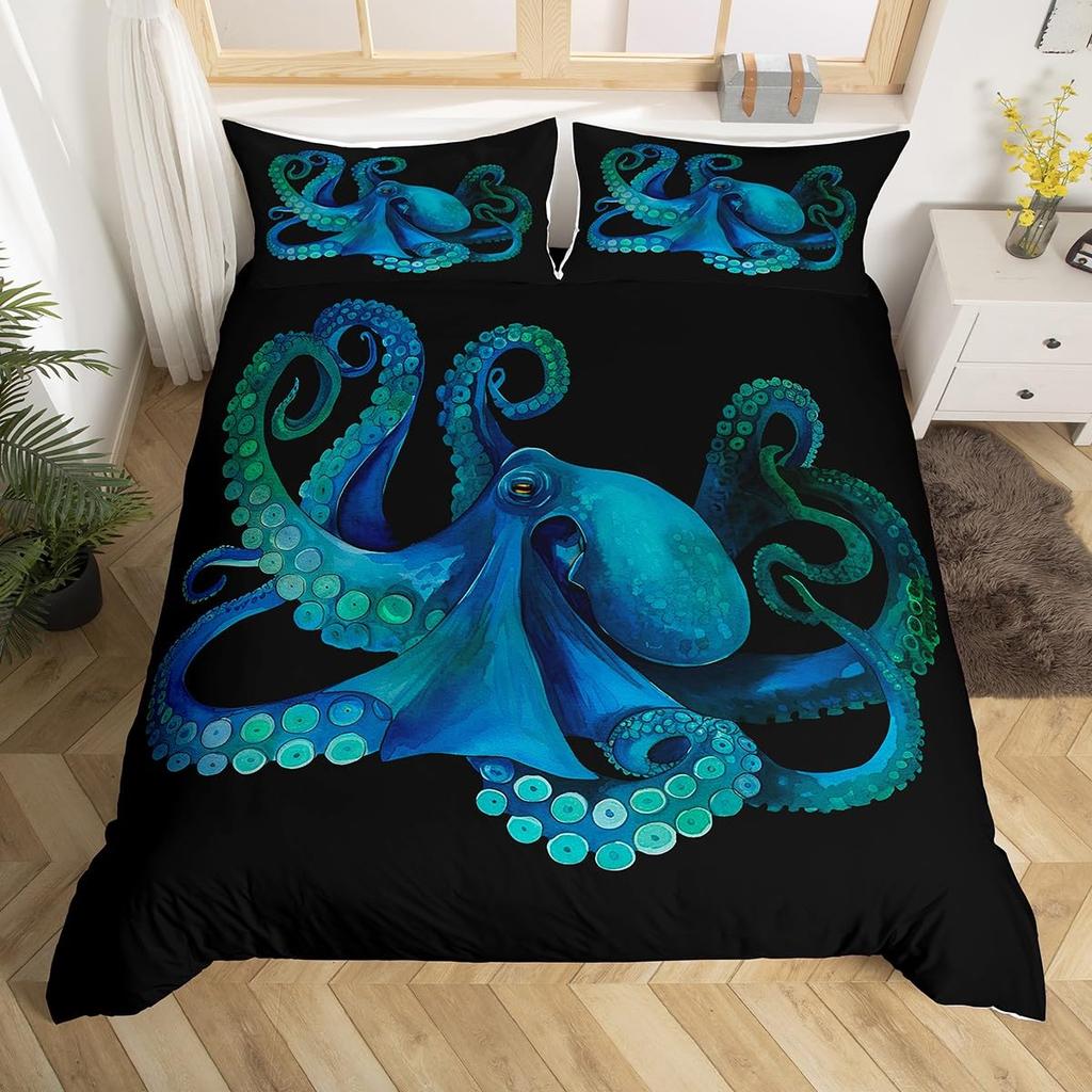 Octopus Bedding Set Twin Octopus Tentacles Bed Duvet Cover Sea Animals Comforter Cover Ocean Theme Quilt Cover With 2 Pillowcase