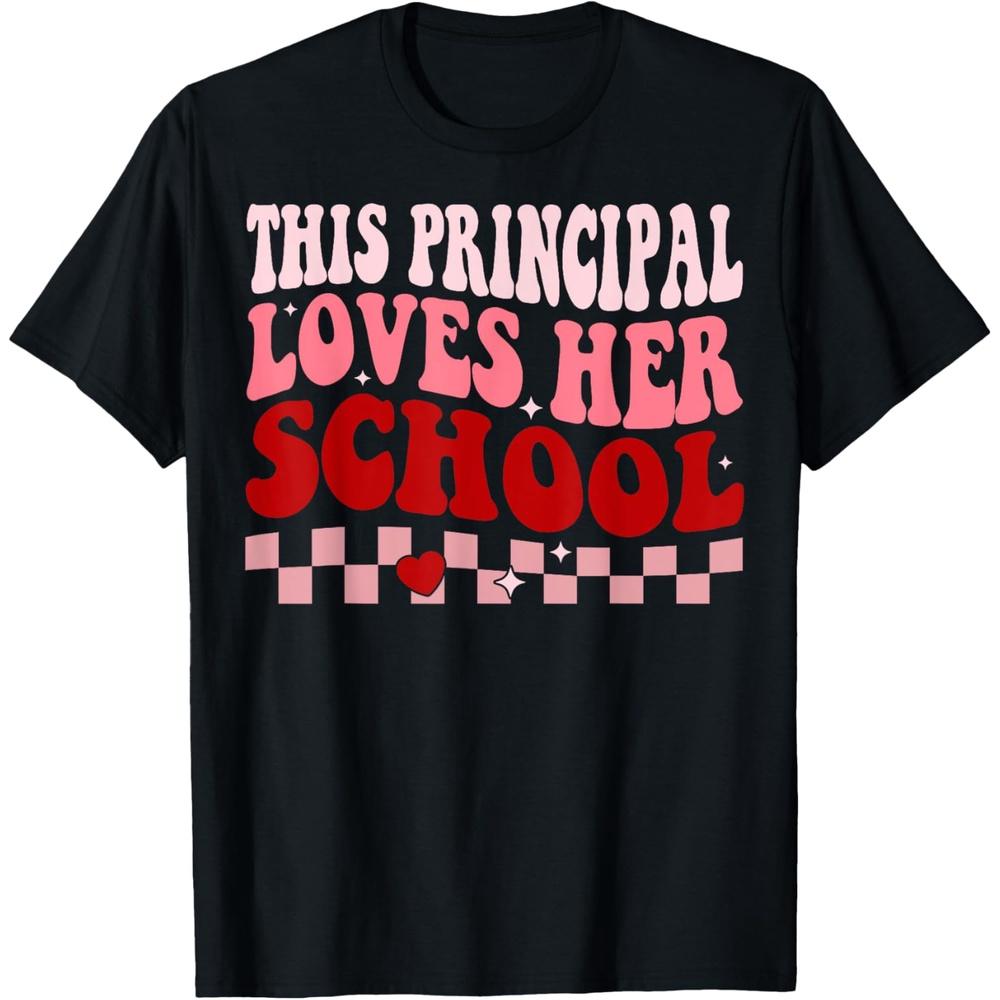 This Principal Loves Her School Principal Valentines Day Cotton Men T Shirt 4XL чёрный