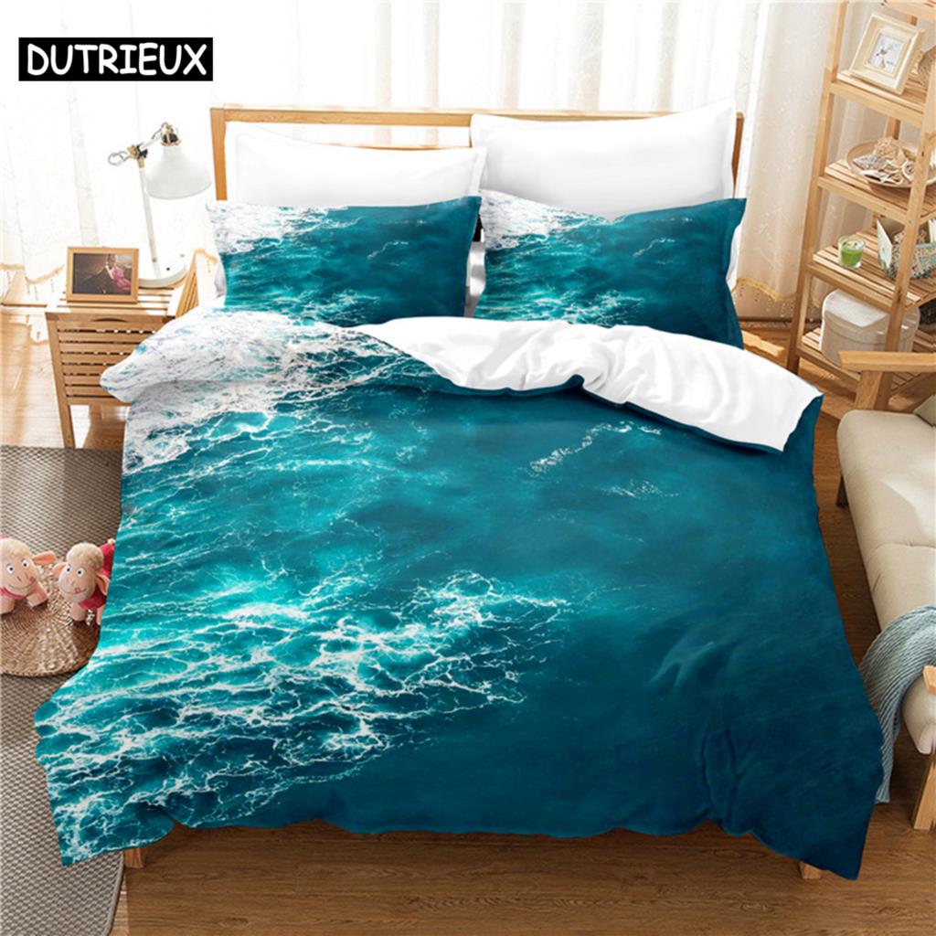 Comforter 3D Digital - Printed Beautiful Ocean - Themed Queen - Sized With Fashionable Design