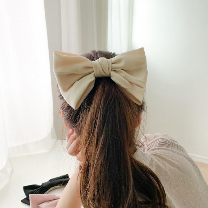 Release satin ponytail ribbon hairpin 3 colors ivory