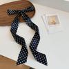 Women's French Retro Black Polka Dot Silk Scarf - 2025 High-End Layered Ribbon Hair Tie & Square Scarf Accessory