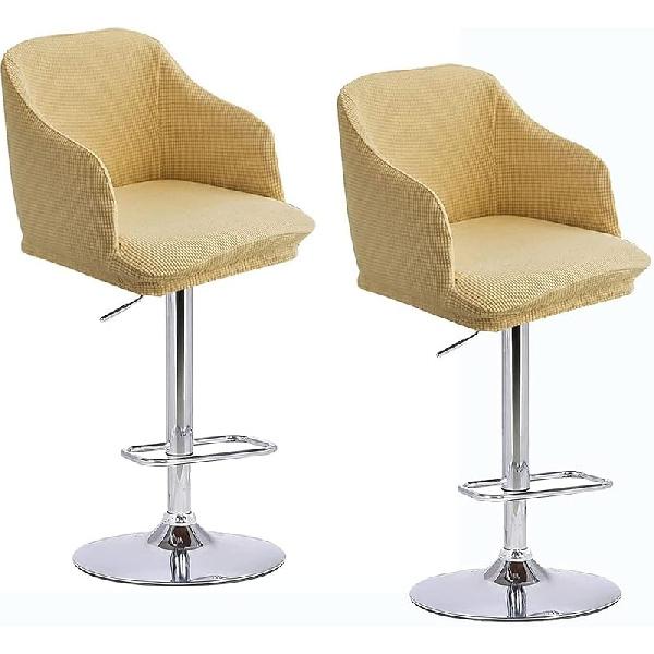 Dining Chair Covers Slipcover with Armrest Curved Back Accent Kitchen Chair Slipcover Modern Arc Shaped Armrest Counter Height Bar Stools Covers Back