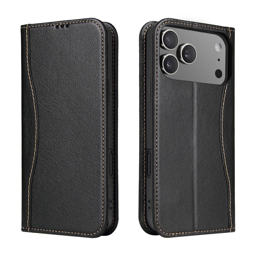 Premium Leather Flip Cover Mobile Phone Case for Apple IPhone 17 Pro Max Air IPhone17 Full Grain Natural Cowhide Card Pocket
