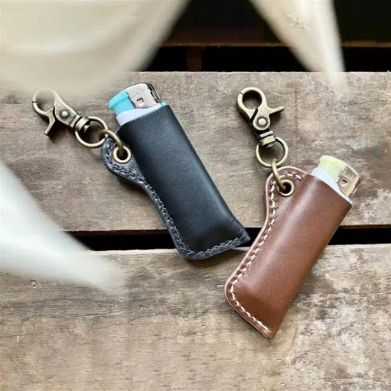 Retro Pu Leather Lighter Case Shell Protection Case Keychain Lighters Sleeve Cover Leather Case