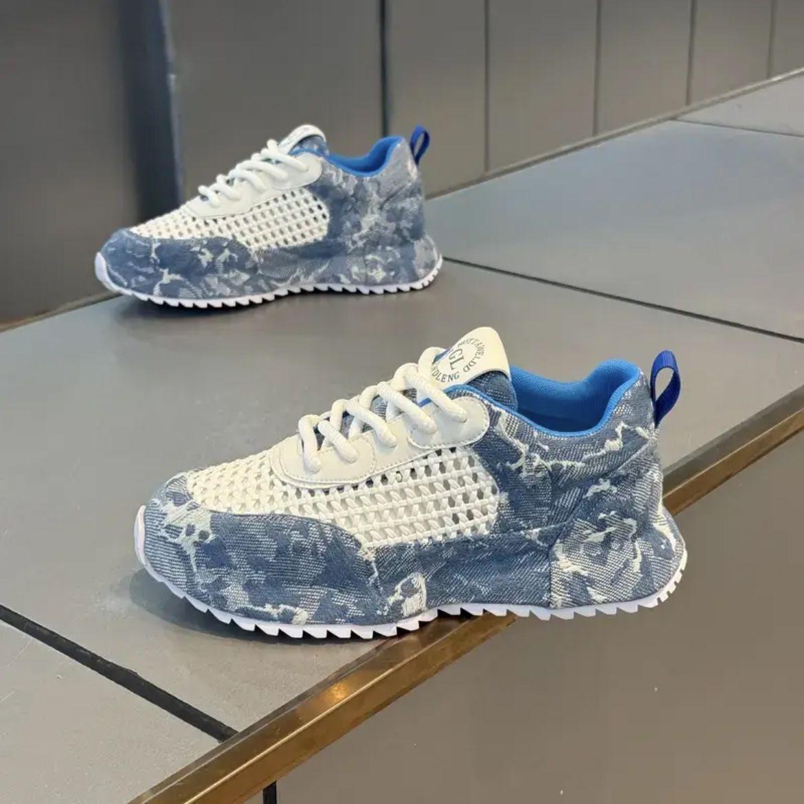 Летняя мужская обувь высококачественная сетчатая обувь на подошве-хлебе платформа повседневная спортивная обувь 39