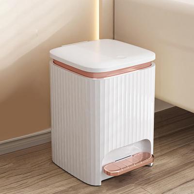 Bathroom Trash Can Garbage Bin with Foot Pedal and Press Type Lid Kitchen Wastebasket