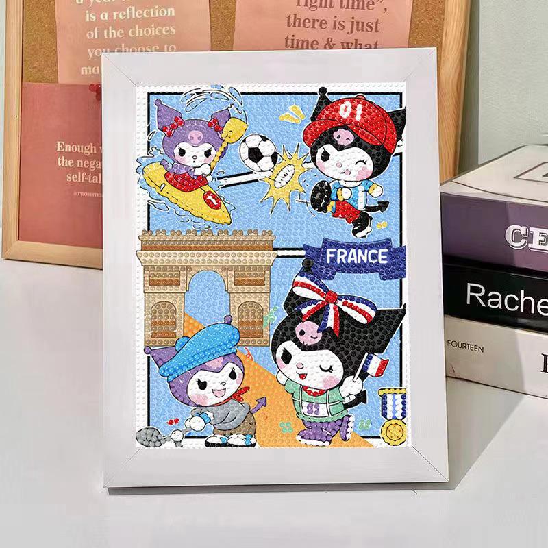 Kuromi Cartoon Diamond Painting Kit: Peace & Joy DIY Gift for Students and Kids.