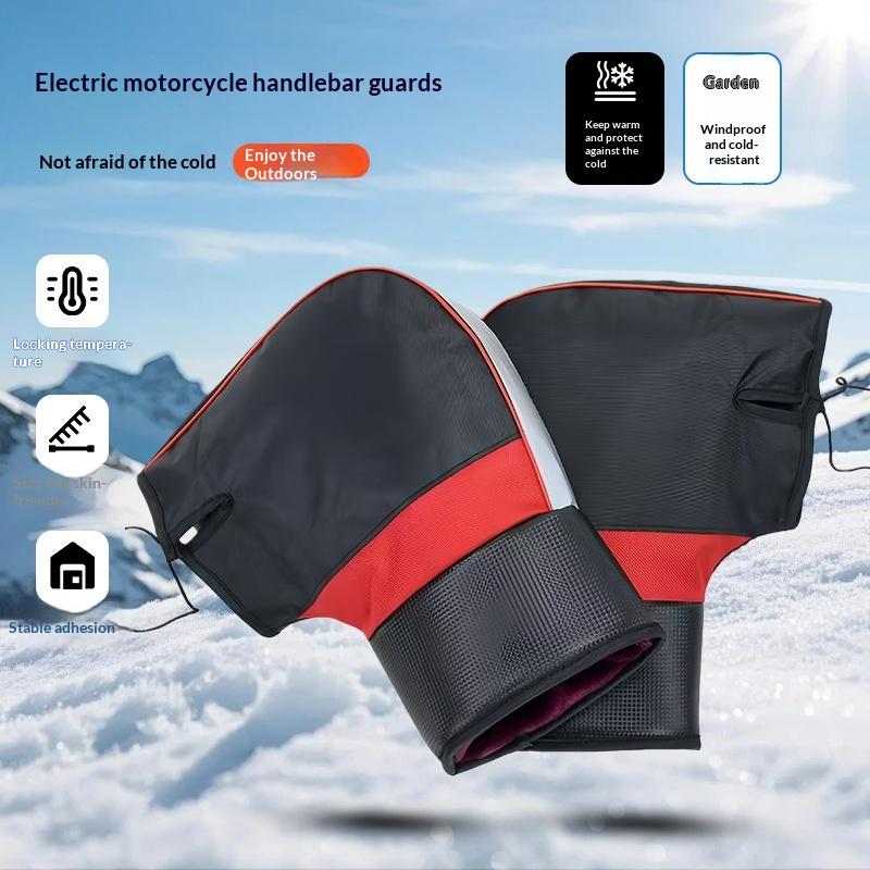 1 Pair Motorcycle Handlebar Gloves Muffs Winter Cycling Gloves Waterproof Handlebar Cover Mitts Snowmobile E-Bike Thermal Gloves