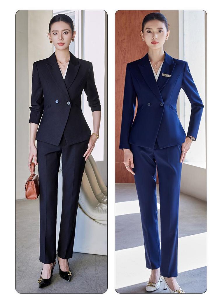 Yumeiya Elegant Professional Suit Set - Spring Thick Style Waist-Slimming Long-Sleeved Workwear Uniform.