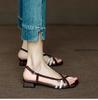 Fashion Retro Green Genuine Leather Sandals 2025 Summer Women Pointed Toe Chunky Heel Women Shoes Giadiator Shoes Sandalias Mujer