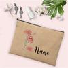 Personalized Customization Birth Month Date Flower Makeup Bag Women Travel Makeup Zipper Handbag Toilet Toiletries Wallet