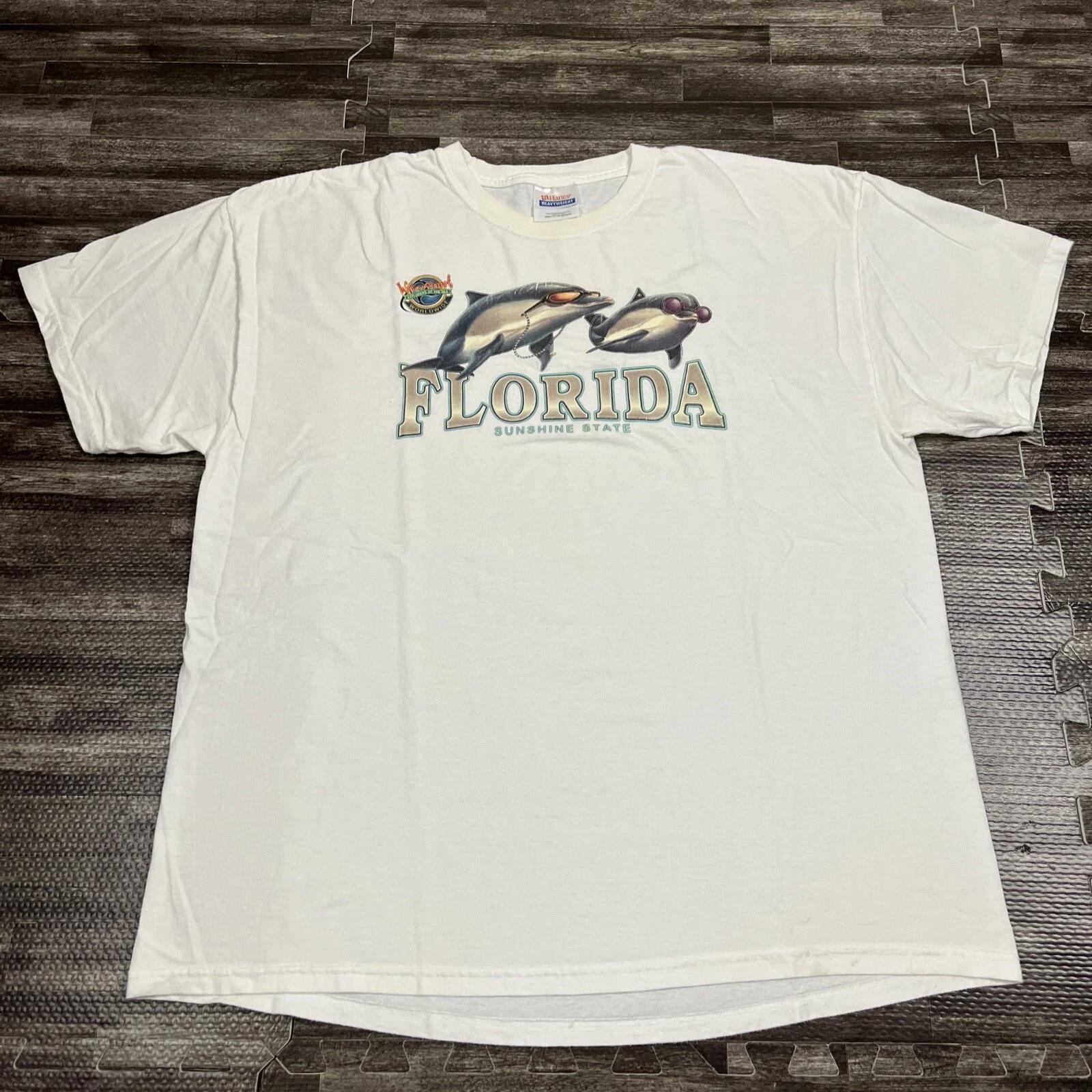 

Vintage 90s Y2K Dolphin Graphic Tshirt White XL Florida VTG Summer Beach L