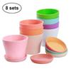 Plastic Flower Pots for Plant Gardening 8Pcs High-Waist Succulent Pot Set