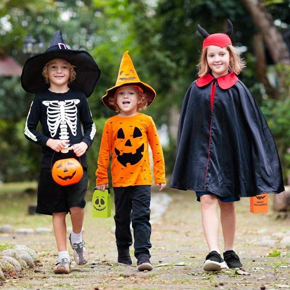 50pcs Halloween Party Tote Bag Packs Treats Bags Party Favors Kids Halloween Candy Bags Trick or Treating  Mini Paper Gift Bags Halloween Goodie Bags