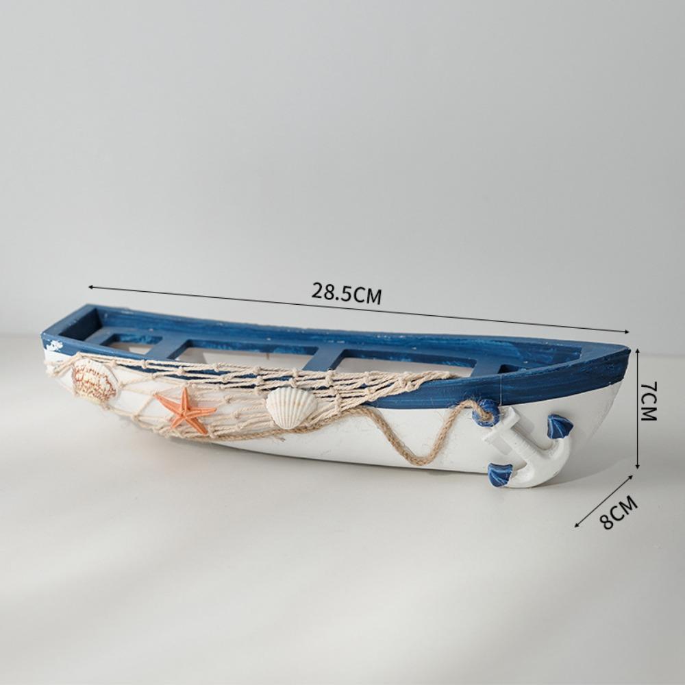 Model Crafts Wooden Boat Ornaments Simulation Marine Style Ship Statue Chic Mediterranean Styles Boat Figurine Home Decoration