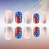24-Piece French Silver Glitter Glossy False Nail Set with Art Stickers for Independence Day