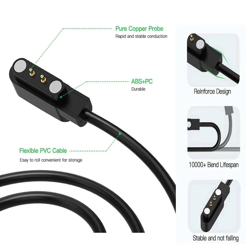 Magnet Charging Cable for Xiaomi Haylou Solar LS01 LS02 Charging Cable Dock for haylou Smartwatch 1m Charger Adapter Accessories