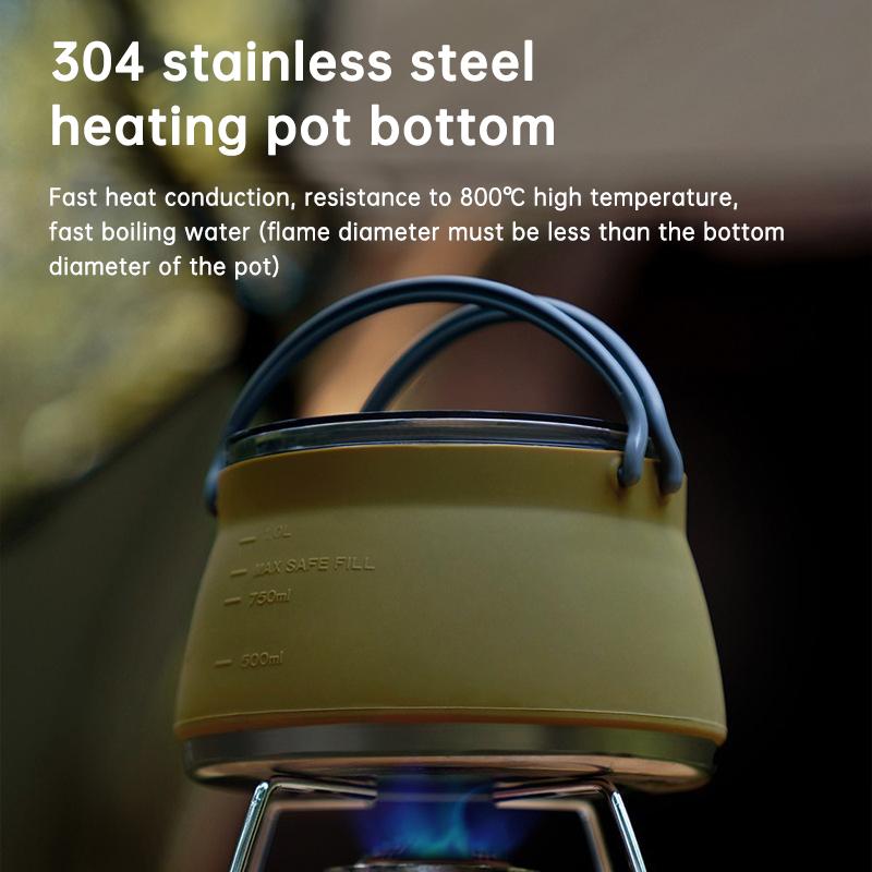 Outdoor Folding Silicone Kettle Portable Mini Boiling Water Pot with Handle Water Kettle Tableware Tools for Camping Travel