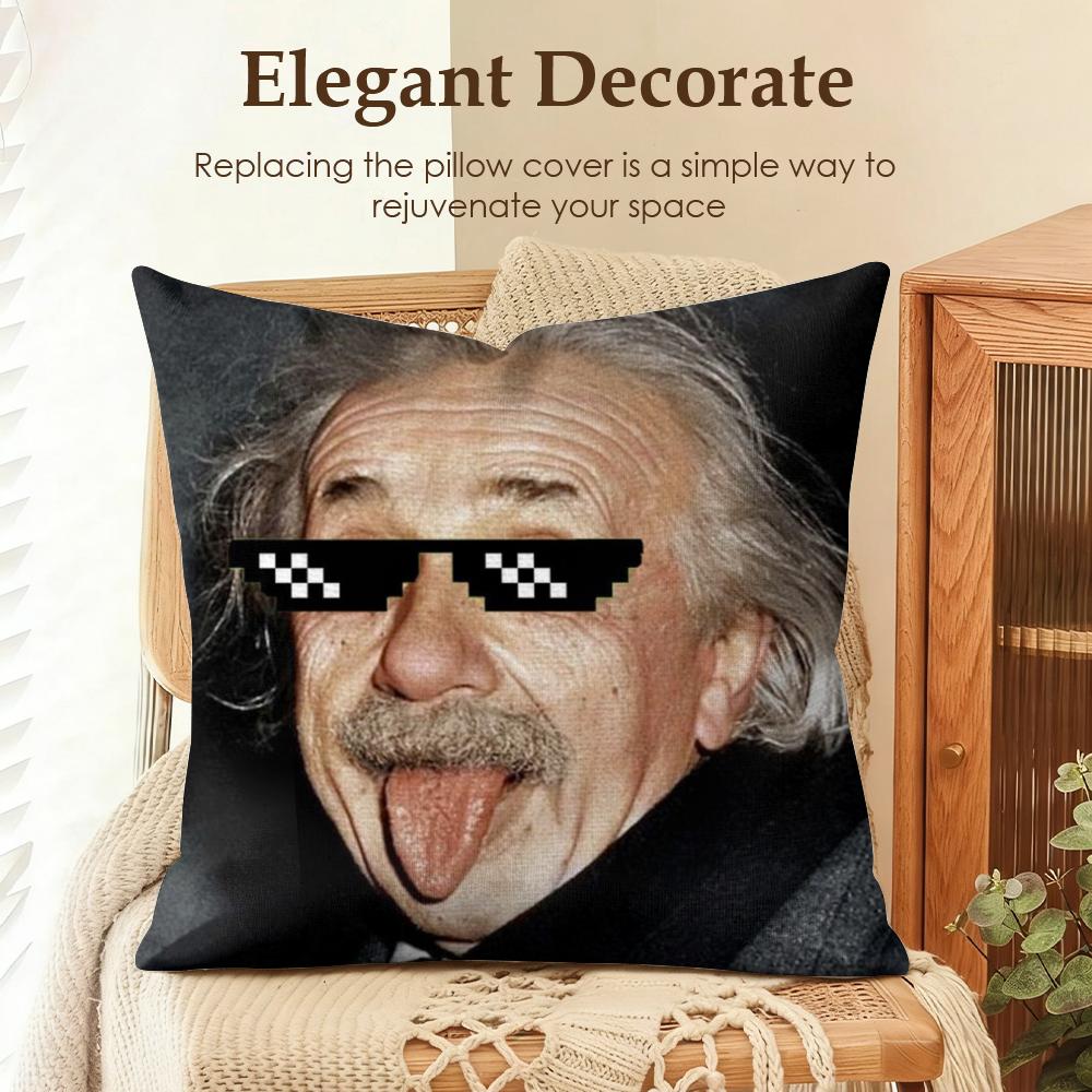 Funny Physics EEINSTEINes Cushion Cover Natural Linen Organic Fabric DoubleSided Printing Sofa Home Decor Gift Pillow Case