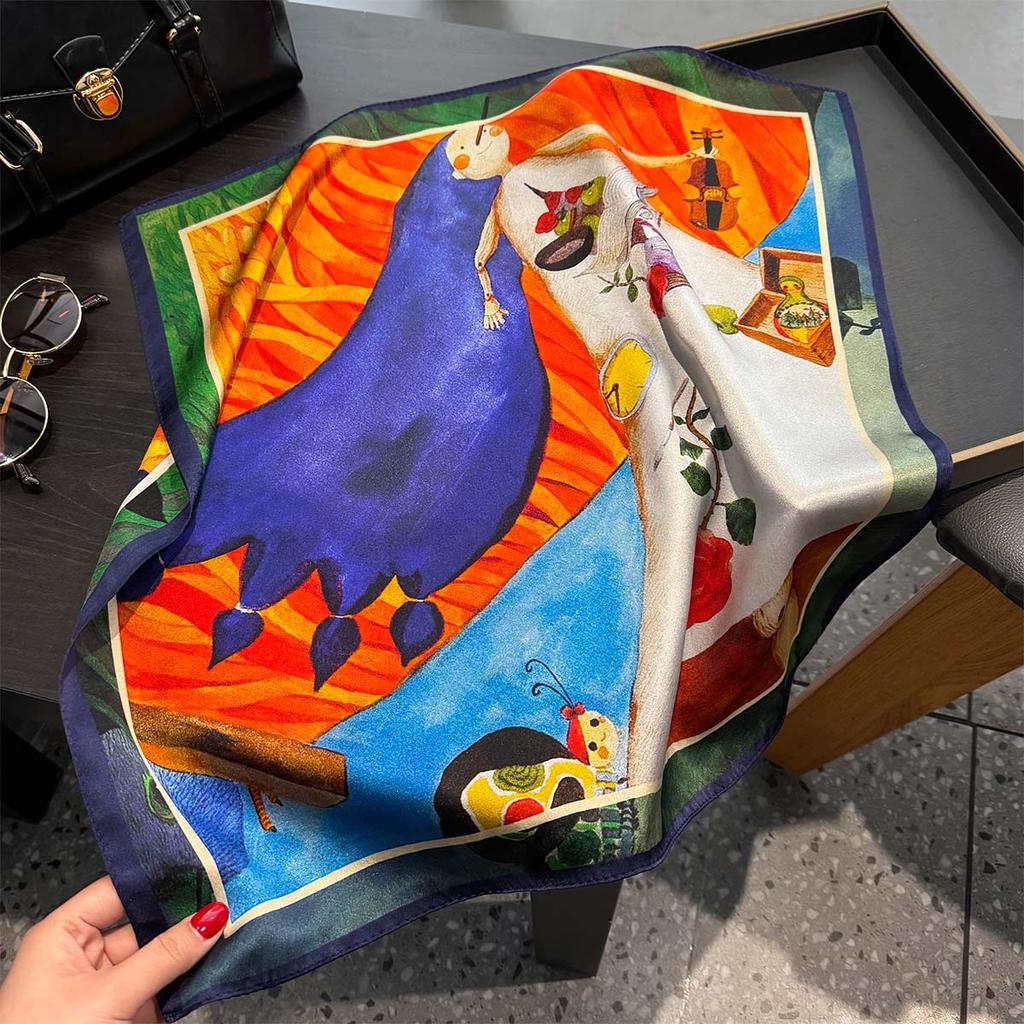 Fashion 100% Real Silk Scarf 53cm Square Bandelet Women's Silk Temperament Small Scarf Neck Decorative Wrap Printed Scarves