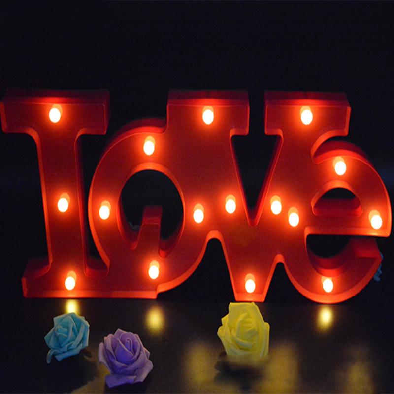 

3D LOVE LED Night Light Romantic Home Decorative Desk Lamps Letters Wall Lights for Holiday Christmas Decoration Red#0