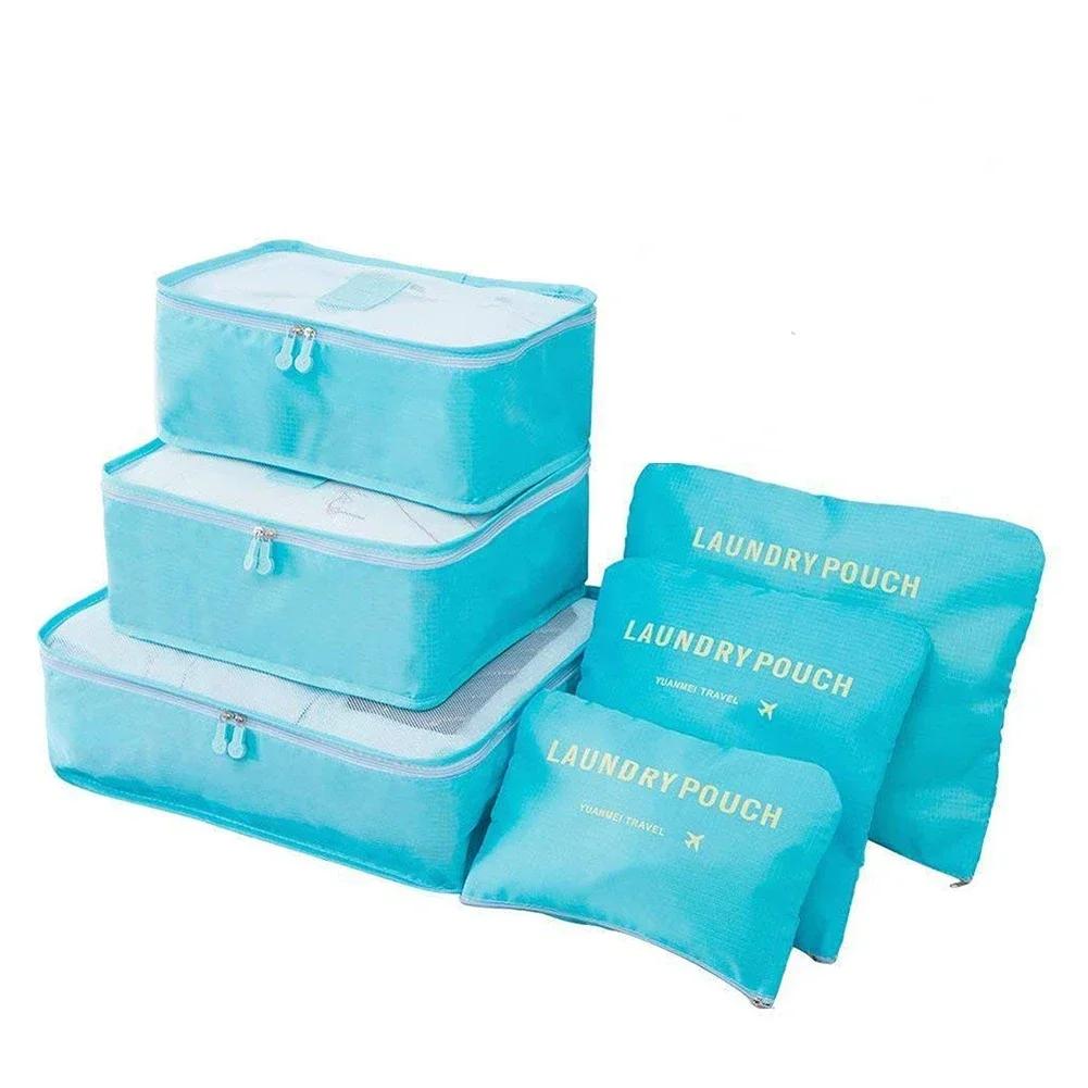 8/6Pcs Travel Organizer Set Folding Storage Bags Wardrobe Cube Suitcase Packing Luggage for Clothes & Shoes