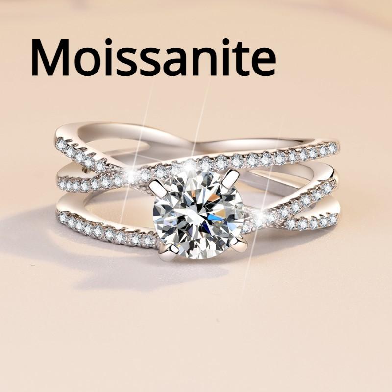 D farge 1 karat moissanite ring for kvinner S925 sterling sølv gullbelagt pt950 karat ring forlovelsesring giftering gave til kjæresten