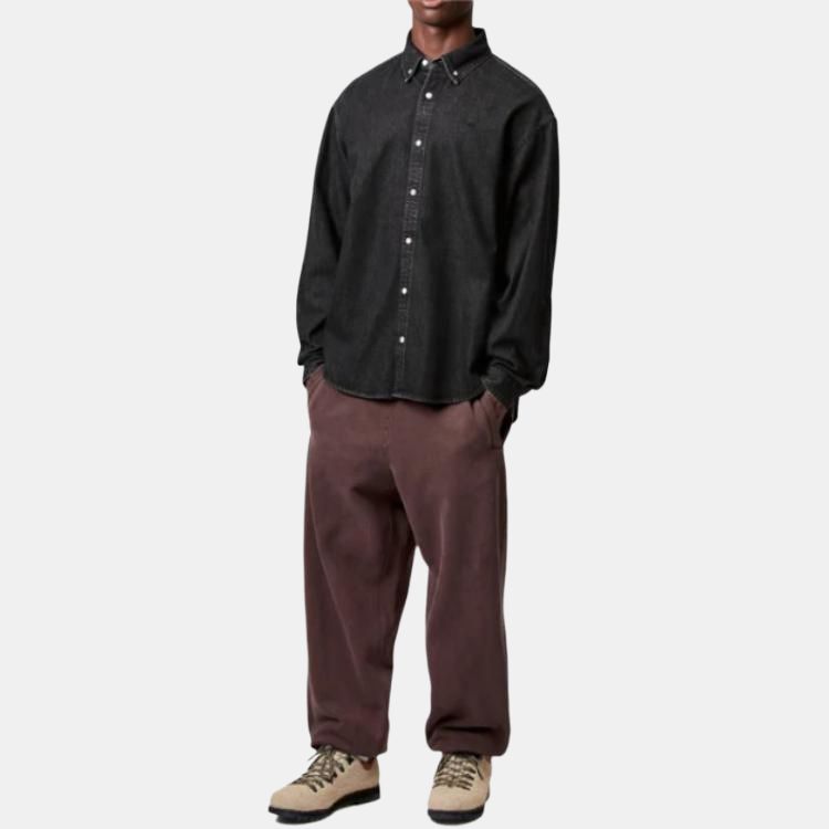 Carhartt WIP FW25 Lucas Shirt Loose Comfortable Denim Simple Logo Embroidered Long Sleeve Shirt Men shirts I034525-89-06