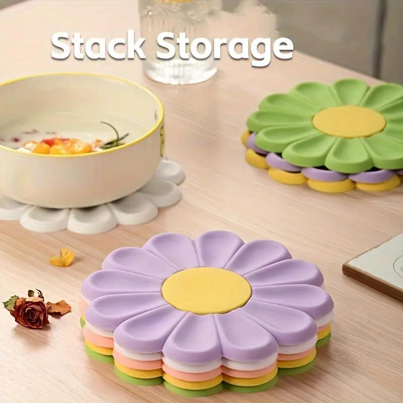 Podstawka pod kubek w kształcie stokrotki Silikonowa antypoślizgowa podkładka izolacyjna Podkładka pod kubek Podstawka pod kubek Uchwyt na gorący napój Dekoracje stołu domowego Akcesorium kuchenne