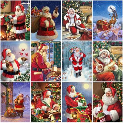 5D-Diamant-Gemälde zum Selbermachen, Weihnachtsmann, voller runder Bohrer, Stickerei, Kreuzstich, Weihnachtsgeschenk, Mosaik, Wandkunst, Heimdekoration