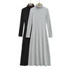 Elegant High Neck Long Sleeve A-Line Dress for Women - Spring/Autumn 2026