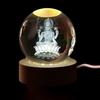 Goddess Laxmi Ji Crystal Ball Night Light  Glass Ball Night LED Lamp with Woodern Base Perfect for Gift | Corded Electric Table Night Light