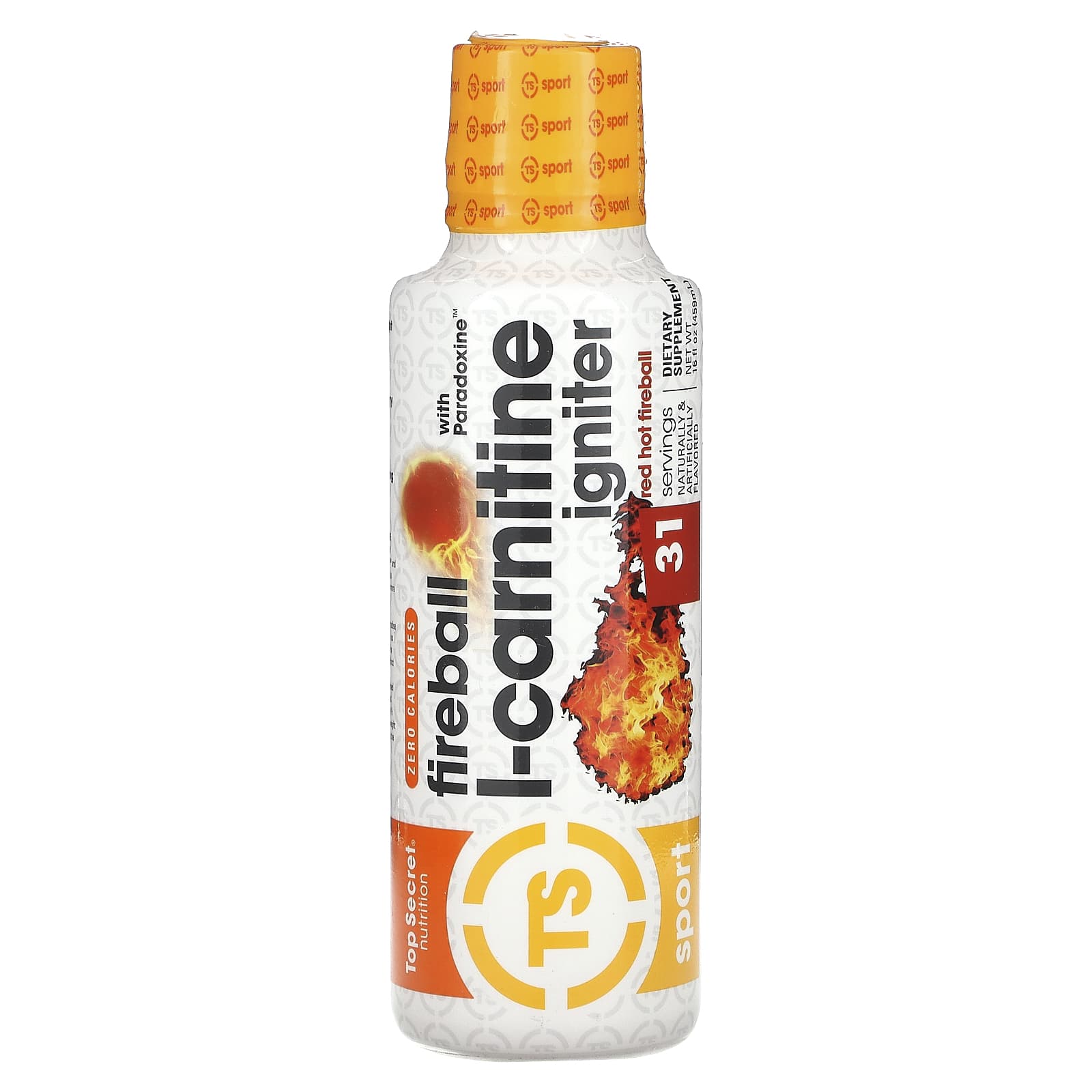 

Top Secret Nutrition, Sport, Fireball, with Paradoxin, l-Carnitine Igniter, Red Hot Fireball, 16 fl oz (459 ml)