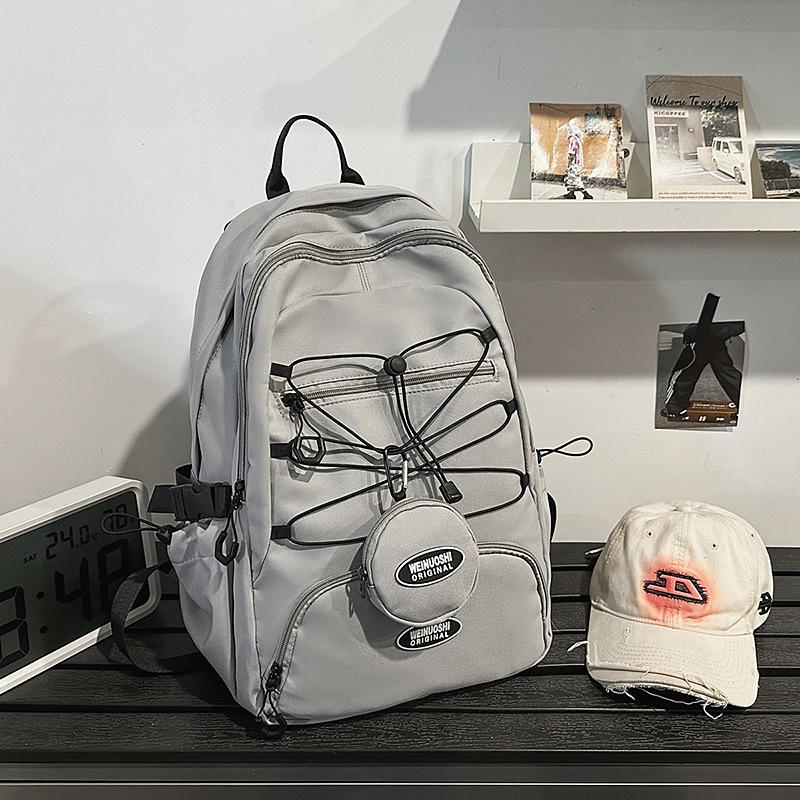 New drawstring backpack women s outdoor cycling sports hiking backpack versatile student commuting school bag серый