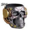 Skull Shaped Desk Accessory Pen Holder, Spooky Resin Makeup Brush Holder Multi-functional Desktop Organizer for Home Office, Halloween Decor