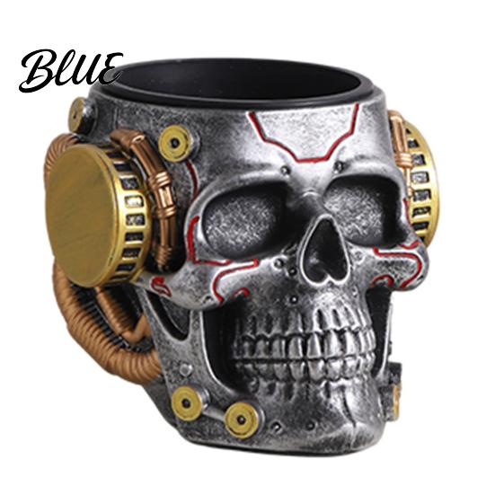 Skull Shaped Desk Accessory Pen Holder, Spooky Resin Makeup Brush Holder Multi-functional Desktop Organizer for Home Office, Halloween Decor