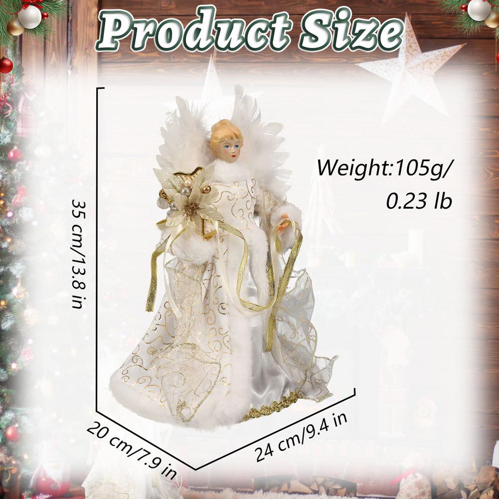 2025 Christmas Tree Topper Angel Fairy With White Feather Wings no light 3d Christmas Tree Toppers Decorations Ornament